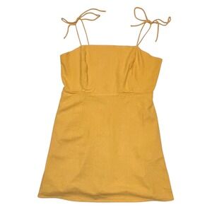 Old Navy Yellow Mustard Tie-Shoulder Linen Blend Mini Dress Size XL